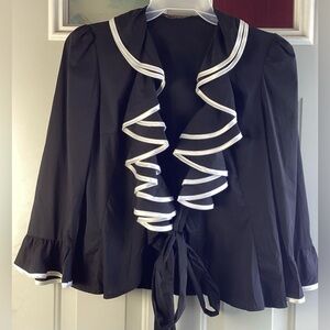 Rinascimento Black and White Ruffle Blouse